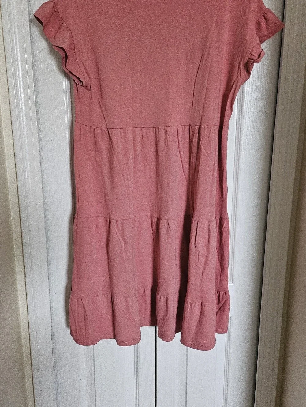 J.Crew XS Pink Tiered Ruffle Sleeve Mini Dress 100% Cotton Casual Re-Imagined
